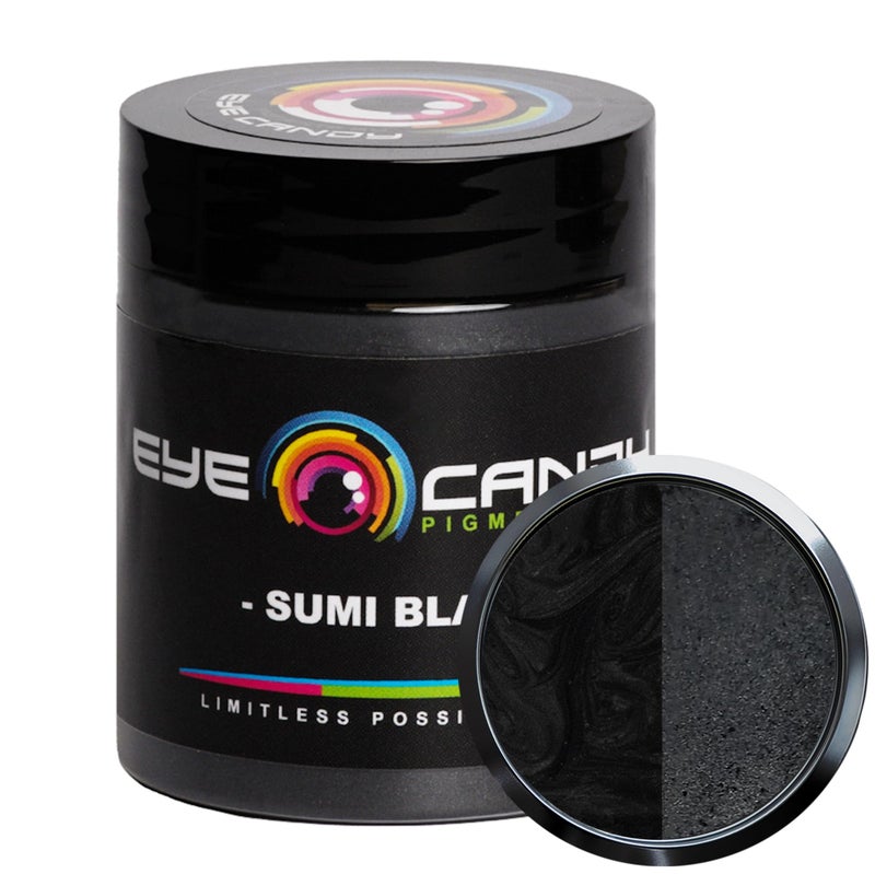 Eye Candy Pigments Premium Black Mica Powder - Sumi Black (25gr) - for Epoxy, Resin, Soap, Paint, Woodworking, Acrylic Pouring, Bath Bombs, Fishing Lures - DIY Arts and Crafts Additive - Image 1